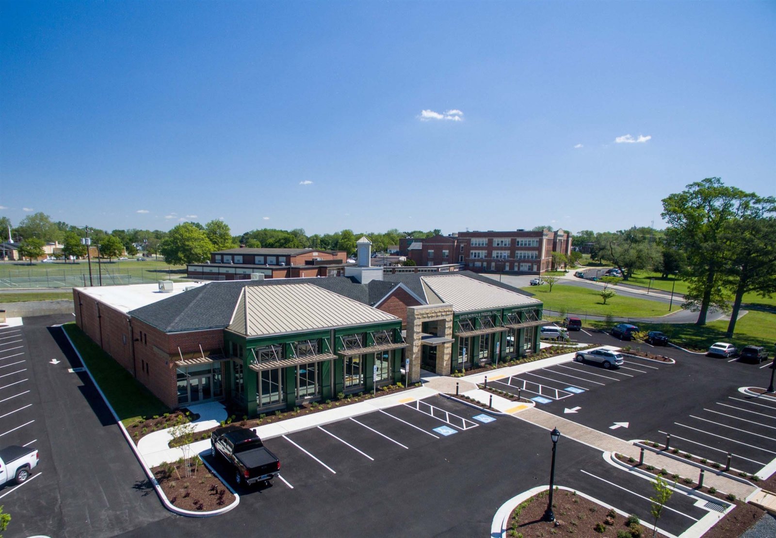 Aerial view of River Park Plaza on the river in Salisbury, Maryland